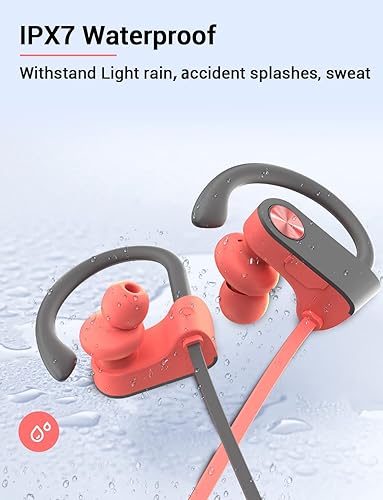 Miniatura 5 de Stiive Auriculares Bluetooth, auriculares deportivos inalámbricos IPX7 impermeables con micrófono, estéreo a prueba de sudor, auriculares con