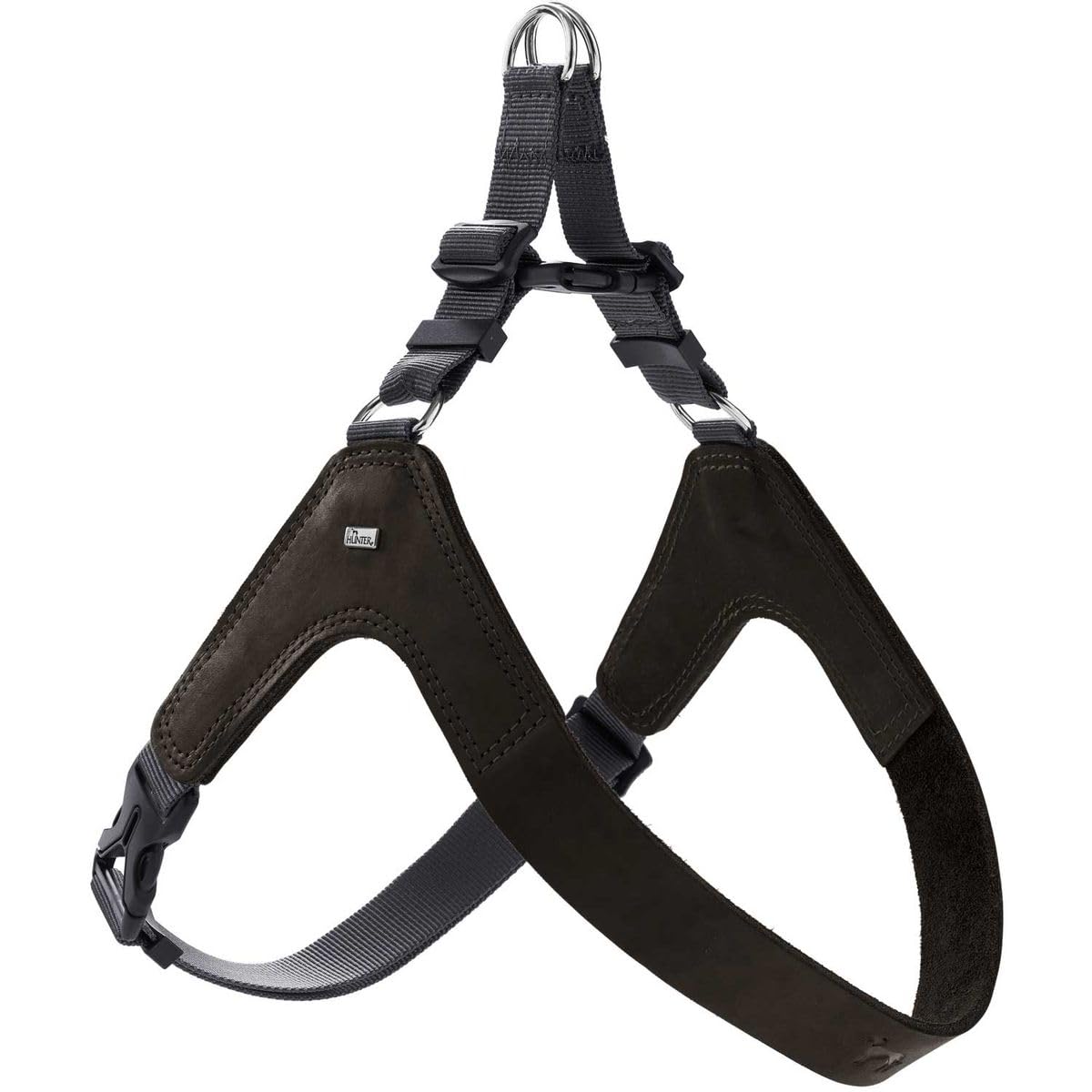 HUNTER Arnés para Perros DIMARO, Color: Negro, Suave y Resistente, excelente Ajuste, fácil de Poner, infinitamente Ajustable, Ideal para Cachorros y Perros de Miedo, Talla M