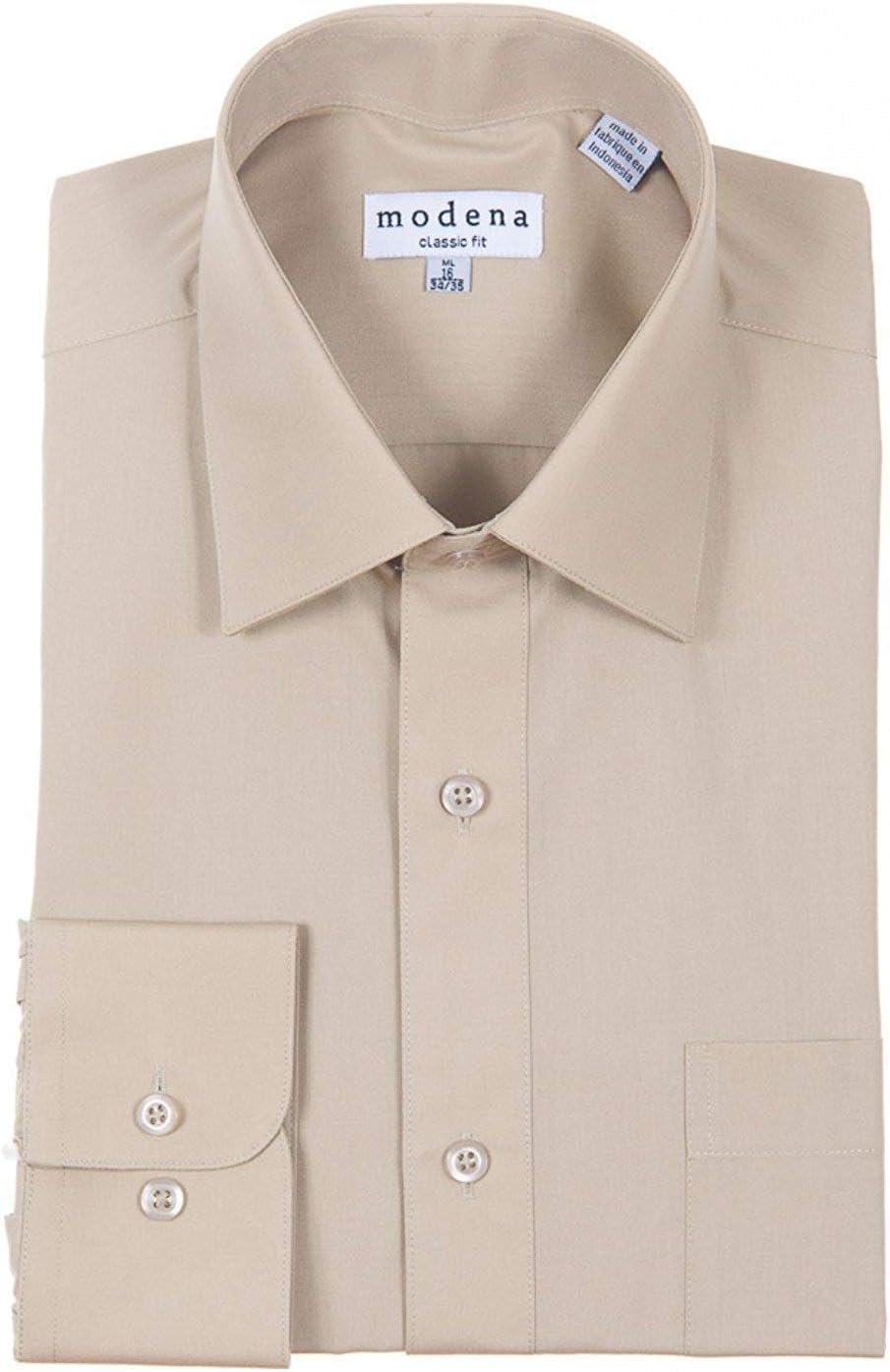 Modena Men’s Regular & Contemporary (Slim) Fit Long Sleeve Solid Dress Shirt - Colors