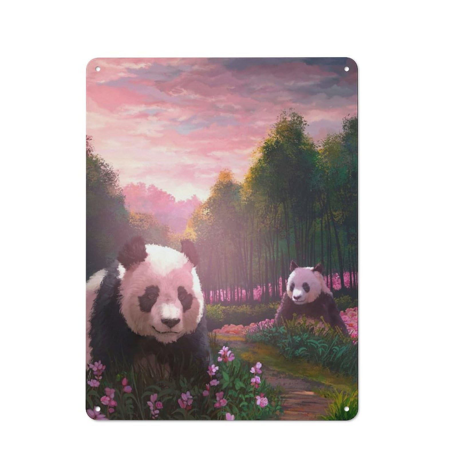Junmoney Panda Spring Shed Metal Sign With Design 40X30cm, Outdoor Room Shed Wall Decor For Greenhouse, Garden Room, Cafe Or Entryway