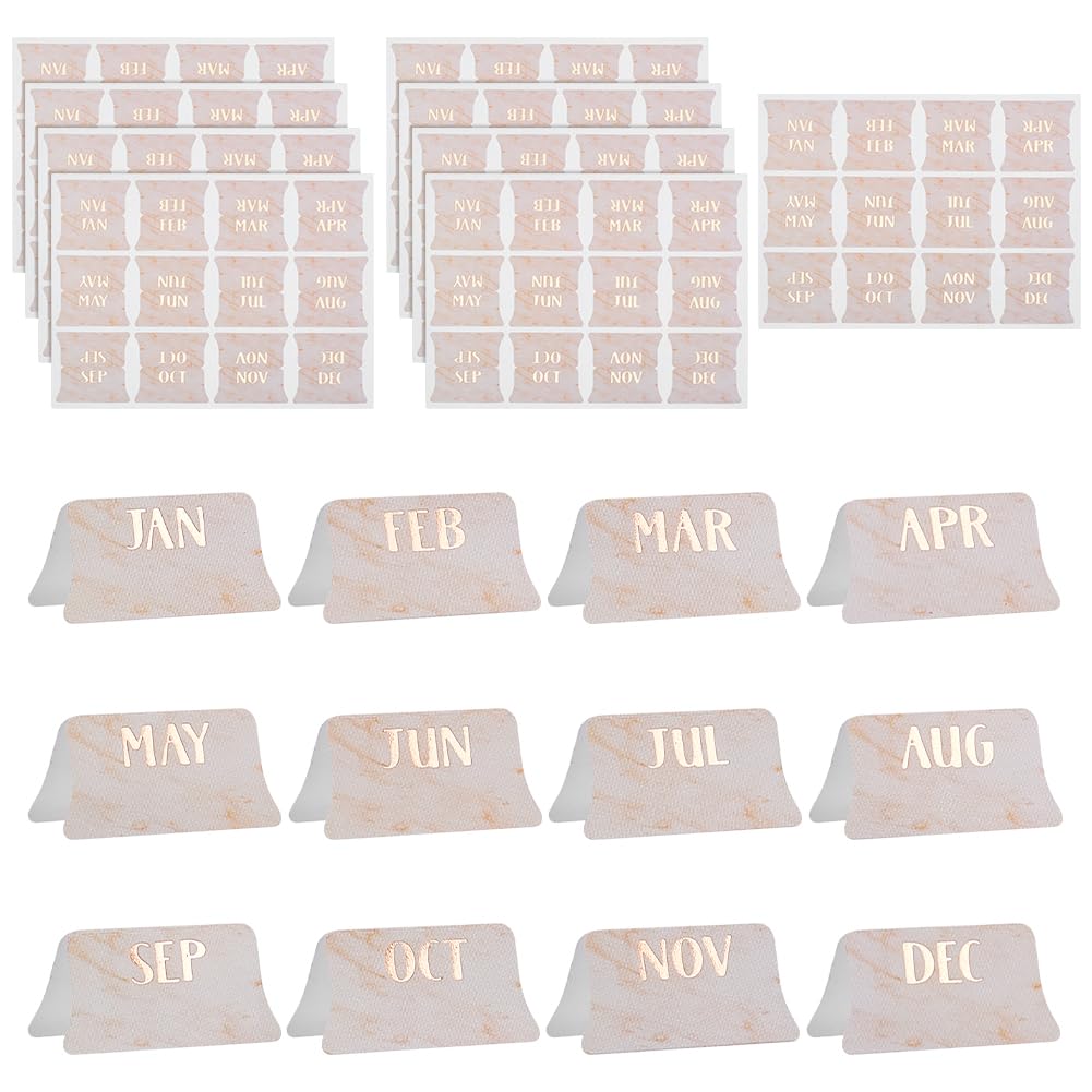 FINGERINSPIRE 120Pcs（10Sheets) Laminated Planner Monthly Tabs 25x25mm Blanched Almond Color Planner Monthly Index Tab Decorative Label Calendar Adhesive Stickers for Office Study Planners Organization
