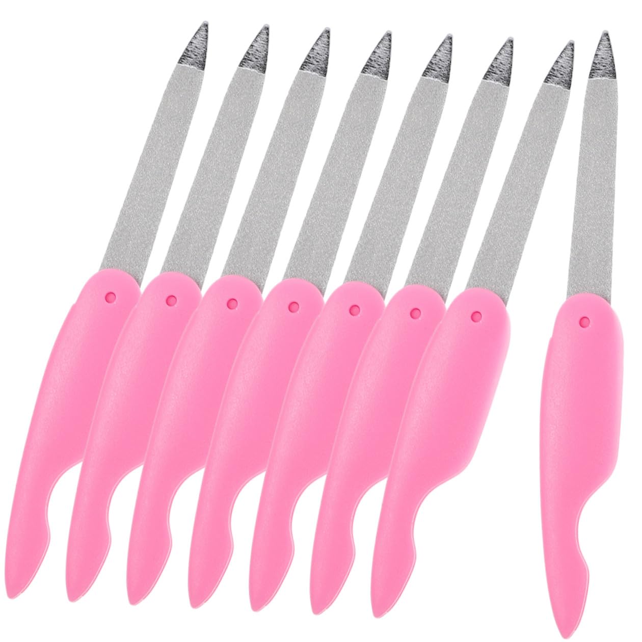Set di 8 Lime Unghie Pieghevoli in Metallo Rosa per Manicure e Cura Unghie, Design Elegante in Abs, Adatte per Uso Domestico e Saloni di Bellezza