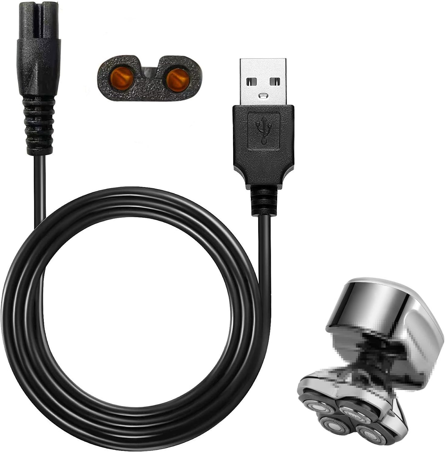 WAHFOX Universal Head Shaver Charger Cord USB Cable Compatible with Skull Shaver Pitbull and Mainstream Shaver Brands(USB Charger)
