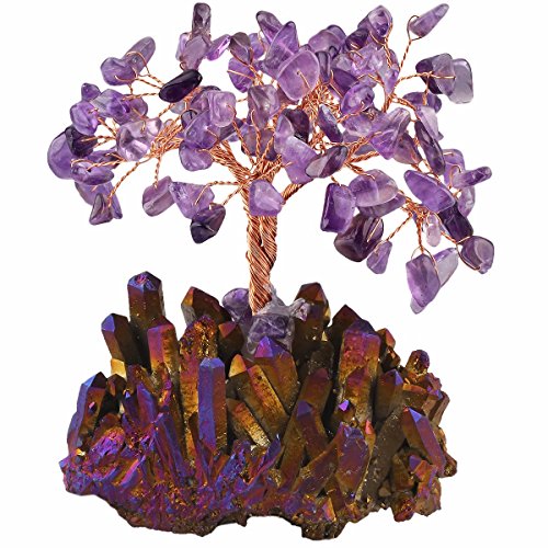 Mookaitedecor Amethyst Crystal Tree, Quartz Cluster Purple Titanium Crystals Base Bonsai Money Tree For Wealth And Luck #TOP7