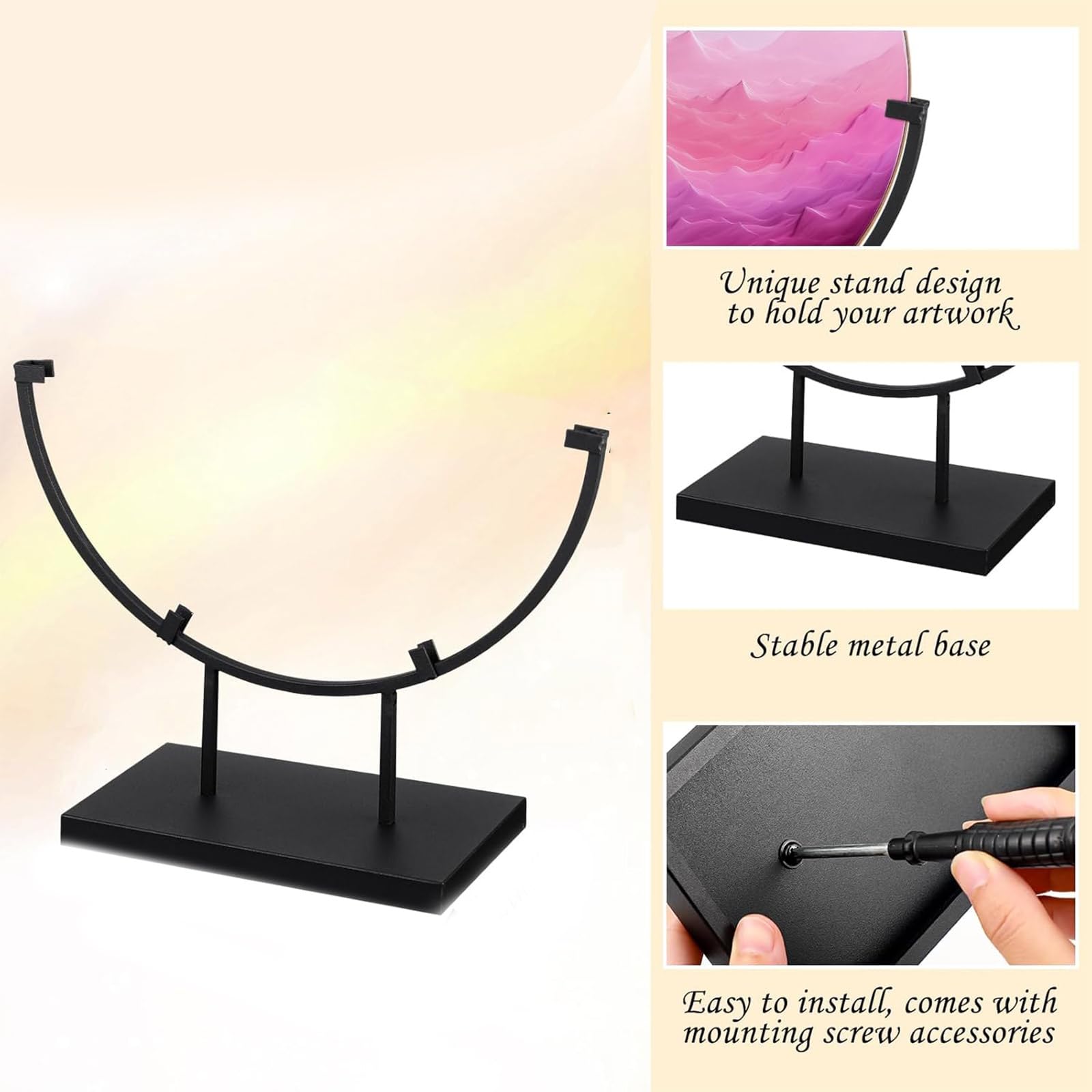 Présentoir Rond en Métal pour d'art en Vitrail Et De Création Circulaire Idéal pour Les Décorations De Maison Et De Bureau Base De D'affichage De