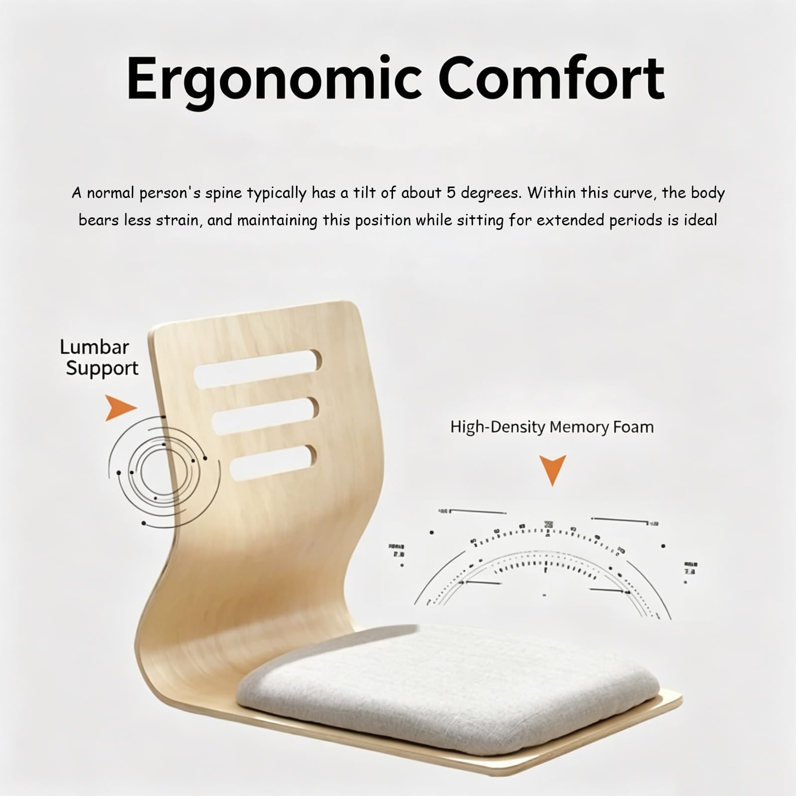 Beinloser Tatami-Stuhl, Sitzsack-Stuhl, Sitzfläche mit Rückenlehne aus massivem Holz, geeignet für Erkerfenster, Schlafzimmer, Balkone Single Hole
