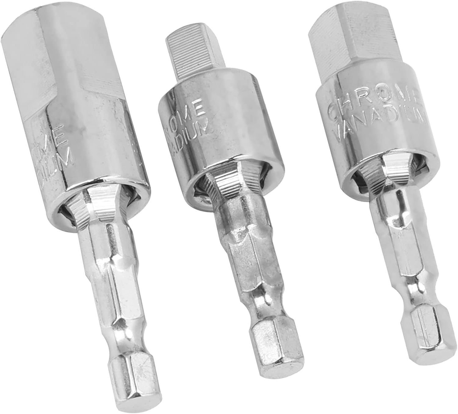 3Pcs Power Drill Socket Set, Metal Hex Shank Square Adapter, 360 Degree Rotatable with Small Size and Light Weight for Electric Screwdriver and Hand-Operated Electric Drill