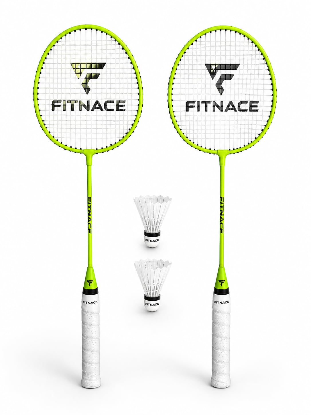 Badminton Racket Set 2 Pc with 2 Pc White Nylon Shuttle Feather Style Durable Lightweight Racquet Set-image-36