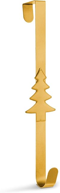 Whaline Christmas Wreath Hanger Over the Door Metal Wreath Hook Christmas Tree Decor Hook for Xmas Party Door Wall Home Office, Gold, 15in