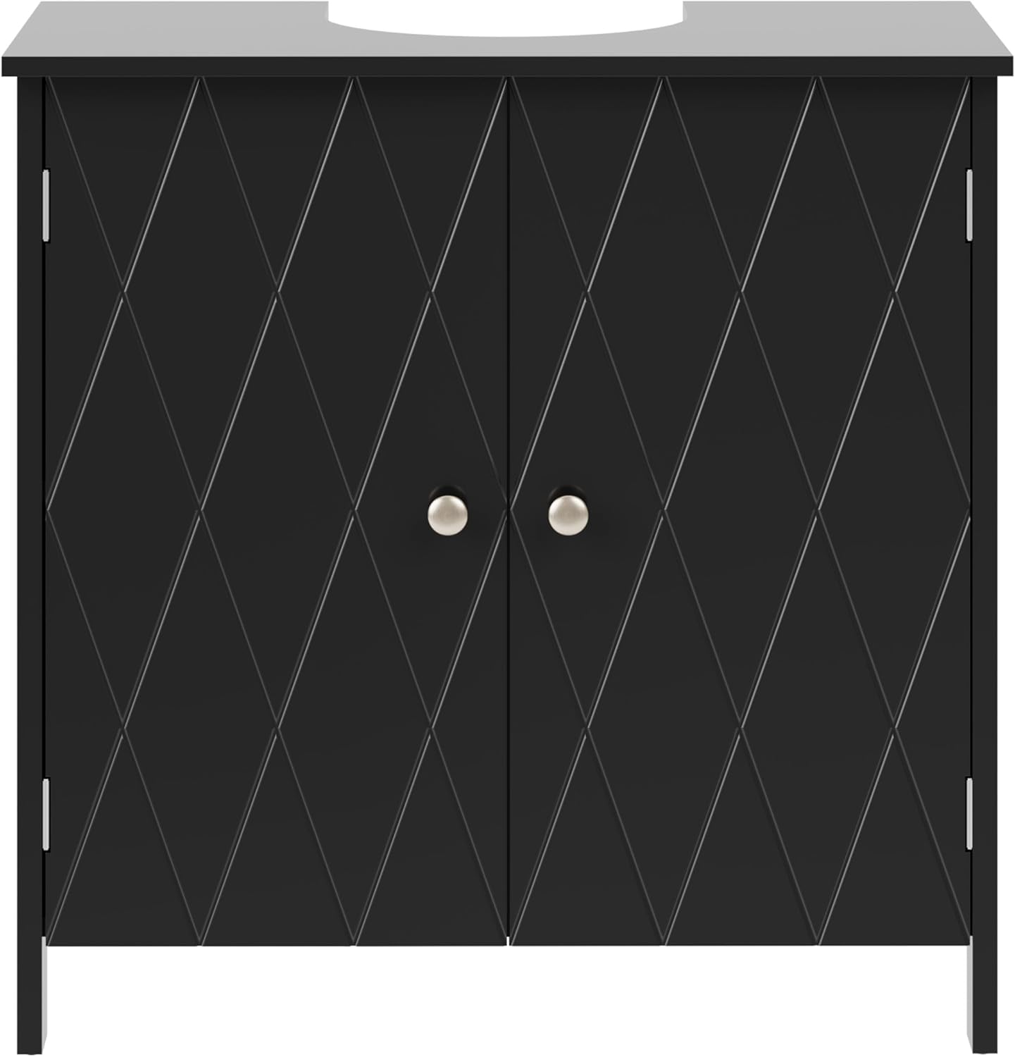 eclife Bathroom Pedestal Sink Storage Cabinet with Modern Linear Design, Small Under Sink Bathroom Vanity with U-Shape Cut-Out, Space Saver, Black