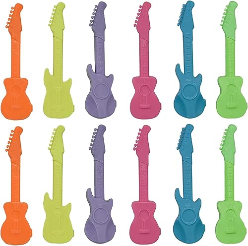 Maydahui 24 mini bolígrafos de guitarra, novedosos bolígrafos de música, color caramelo, estilo simple, tinta azul para escuela, estudiantes, fiestas