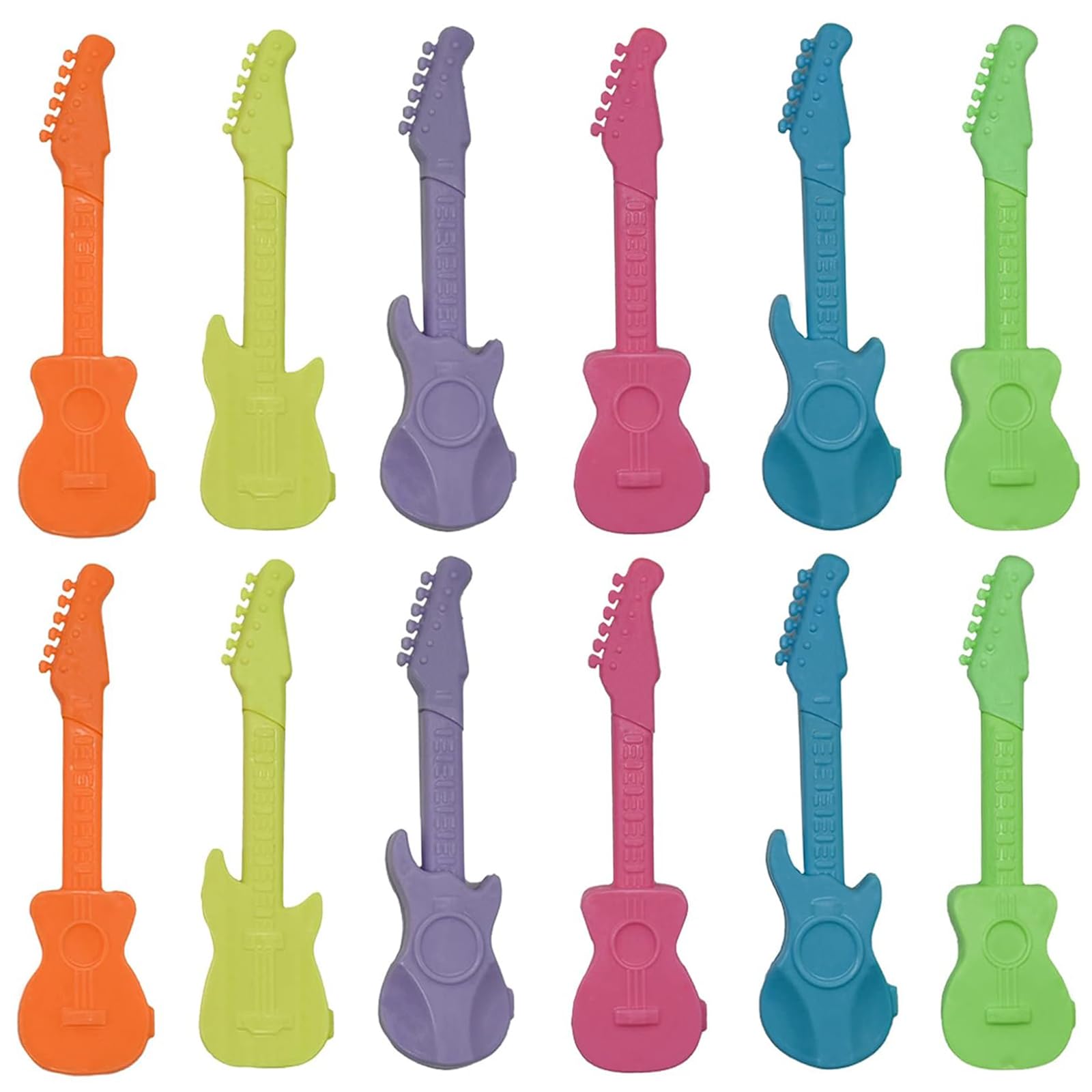 Maydahui 24 PCS Mini Guitar Ballpoint Pens Novelty Music Pen Candy Color Simple Style Blue Ink for School Students Party