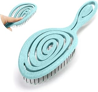 Hair Detangling Brush with Bending Bristle, Unique Spiral Hair Brush, Anti-static Hair Straightening Brush, Comfortable Massage Brush for Women Men Wet and Dry Hair