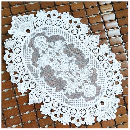 2 Piezas Manteles Individuales Ovalados con Bordado de Encaje, Tapetes de Ganchillo Florales Clásicos Europeos, para Mesa de Comedor, Cocina y Fiesta