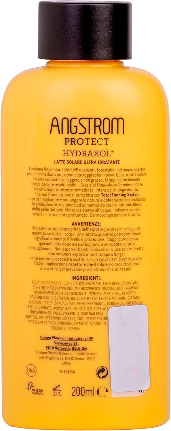 ANGSTROM Protect Latte Solare Corpo SPF 30, Azione Idratante e Duratura, Indicata per Pelli Sensibili, 200 ml