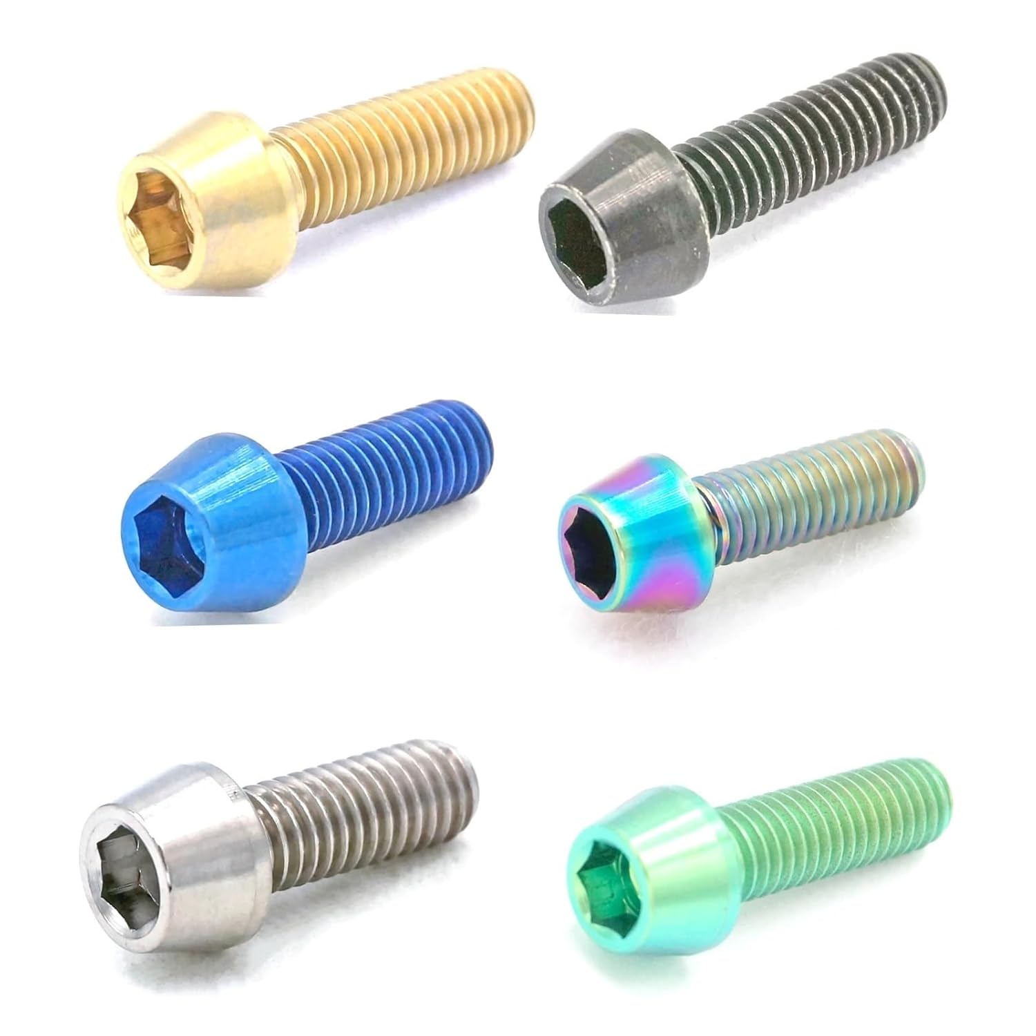 Generic LOT 4 M5 10/12/15/16/18/20/25/30/35/40mm Multiple GR5 Titanium Bike Screw Taper Cone Head Bolts(M5x40mm,B)