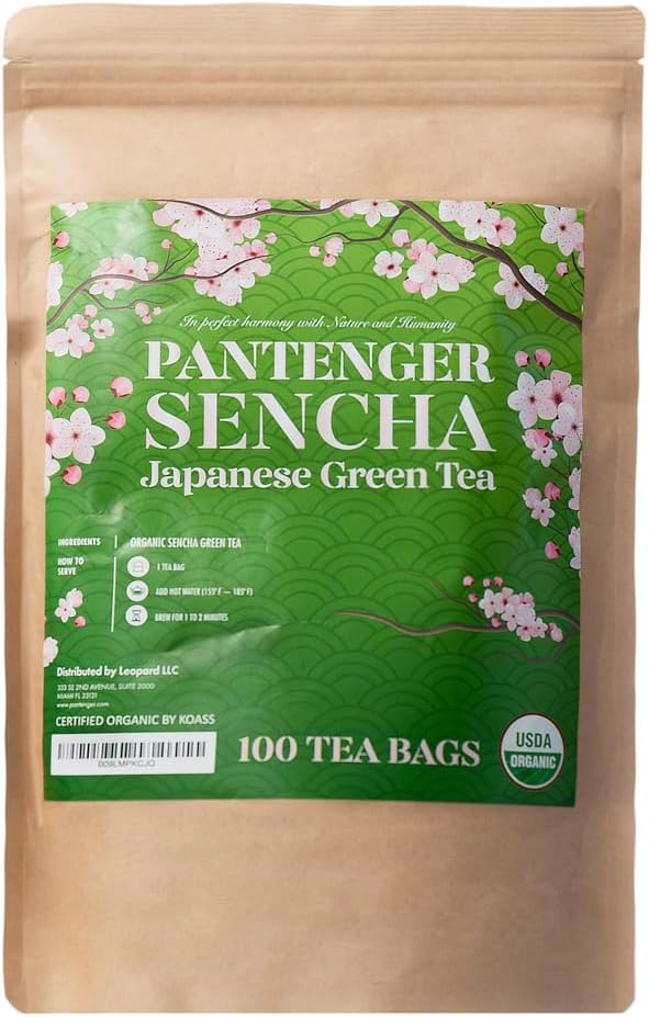 Organic Sencha Green Tea Bags| 100 Sencha Tea Bags - USDA Organic | First Harvest Japanese Green Tea | by Pantenger.