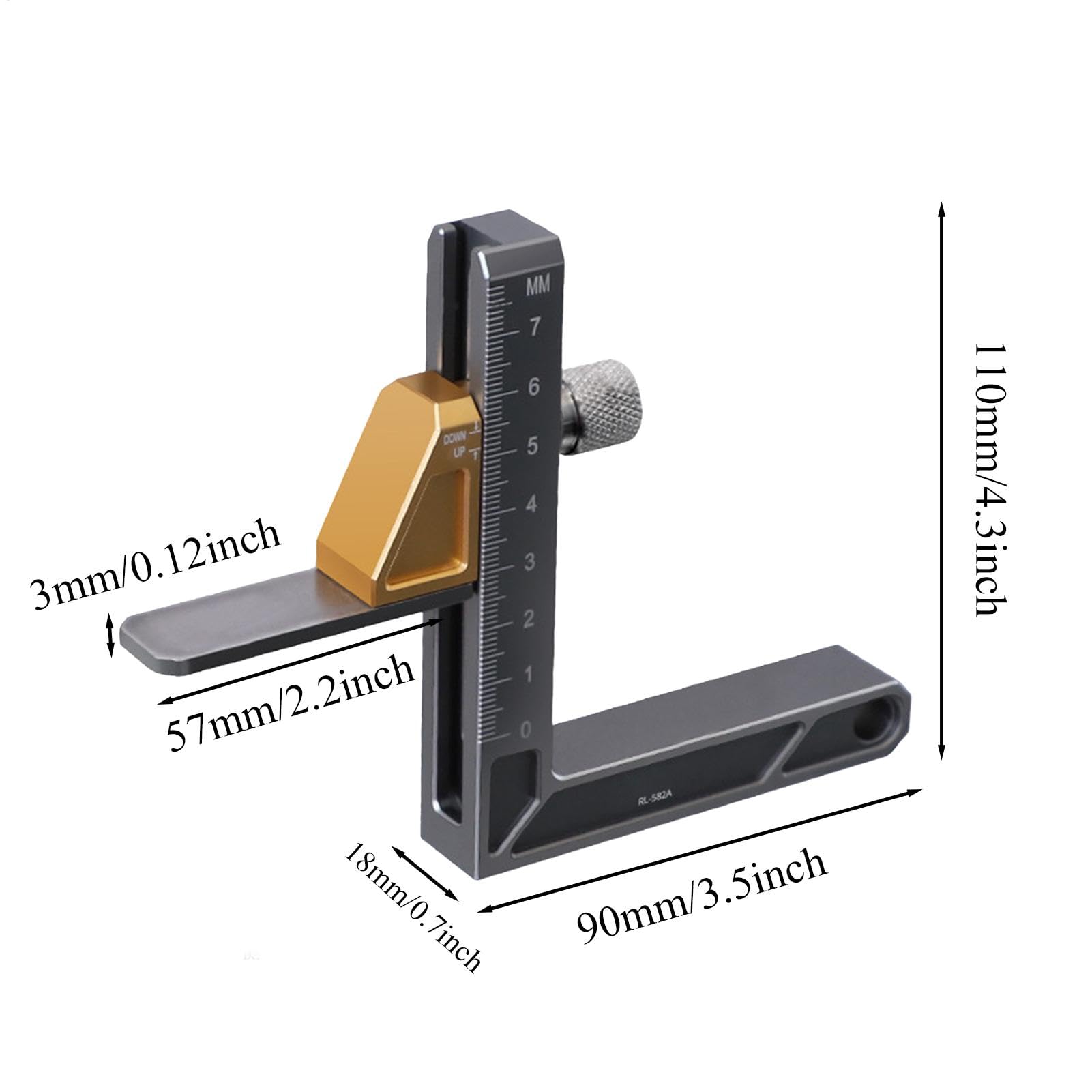 Compteur de profondeur de scie à table, compteur de hauteur de scie à table en alliage d'aluminium - Outils de mesure du travail du bois, règle de mesure de hauteur légère pour menuisier, amateur