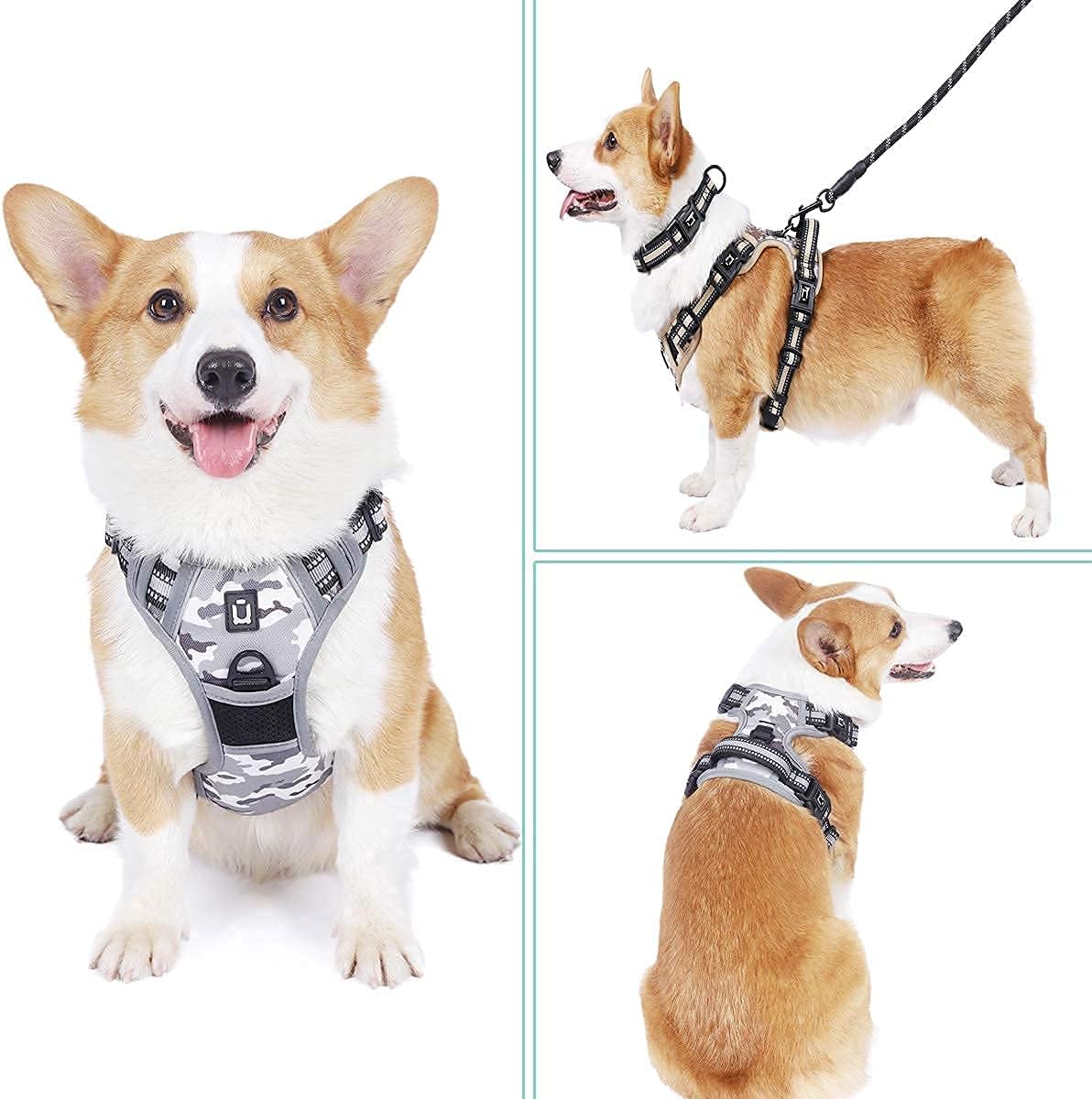 Dog Harness Waldseemuller Dog Harnesses for Small Dogs No Pull Reflective Oxford Soft Vest 4 Buckles Dog Harness for Large Dogs No Pull Medium Size Dog Harness,Dog Harness for Medium Dogs No Pull