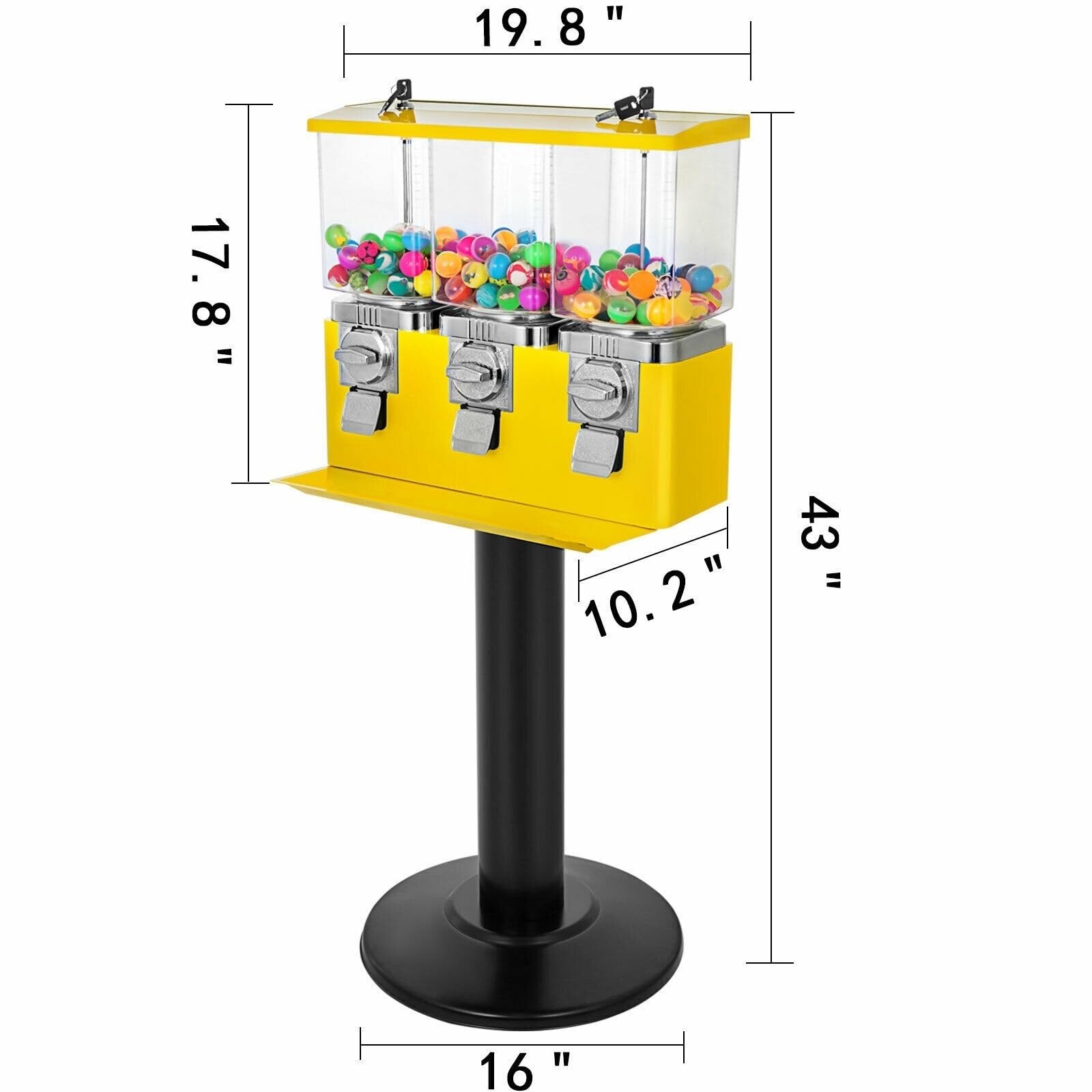 Distributore Automatico di Caramelle Gumball Triple con Chiavi Parco divertimenti all'aperto Negozio di Giochi Che vende Giocattoli a Capsule rimbalzanti(Set1)