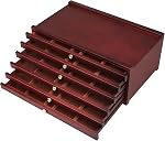 MEEDEN 6-Drawer Beechwood Artist Supply Storage Box, Portable Artist Supply Pencil & Brush Organized Wood Box with Drawer in Mahogany Color for Pastels, Pencils, Pens, Brushes, Makeup Brushes Tools