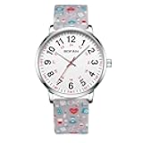 Nurse Watch for Medical Professionals,Students,Doctors with Easy to Read Dial,Second Hand and 24 Hour,Soft Comfort Print Silicone Band,Water Resistant