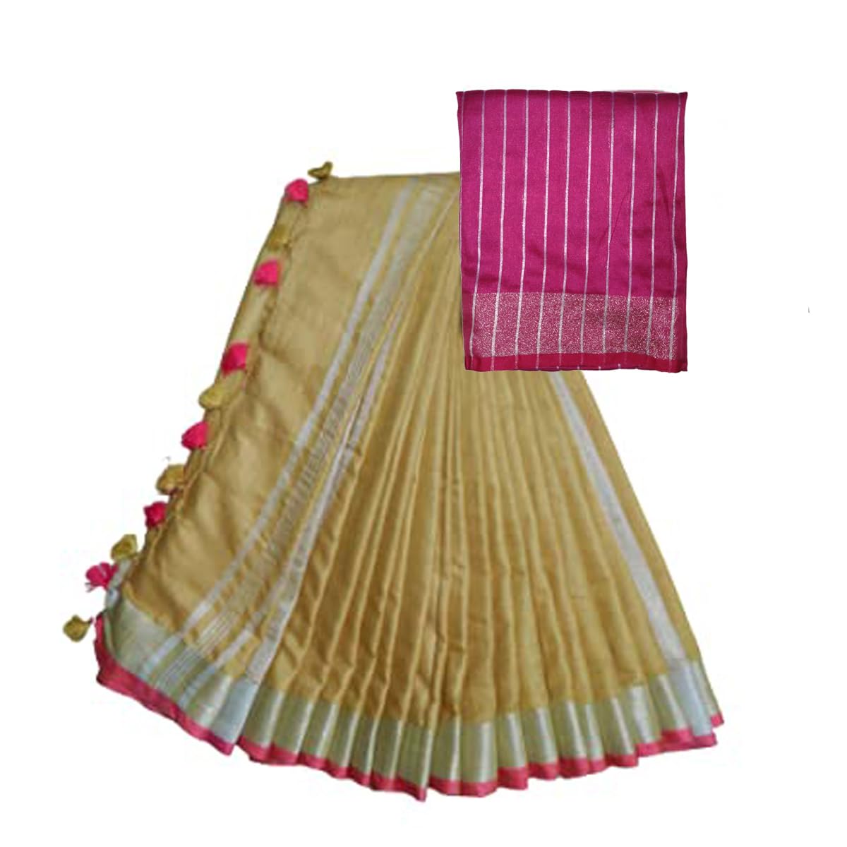 SheenKraft Bhagalpuri Linen Handloom Cotton Blend Saree for Women