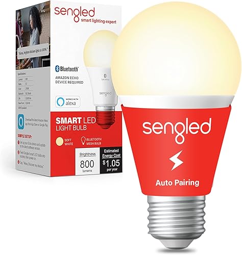 Sengled Bombilla inteligente bombilla Alexa de malla Bluetooth bombillas inteligentes que funcionan solo con Alexa bombilla LED A19 regulable E26