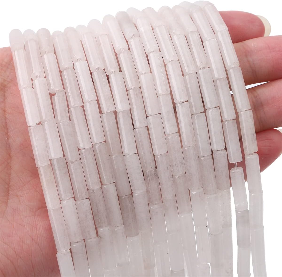 Natural White Quartz Tube Beads Cylinder 4x13mm 38cm/Strand Stone Beads for Jewelry Making - Image 6