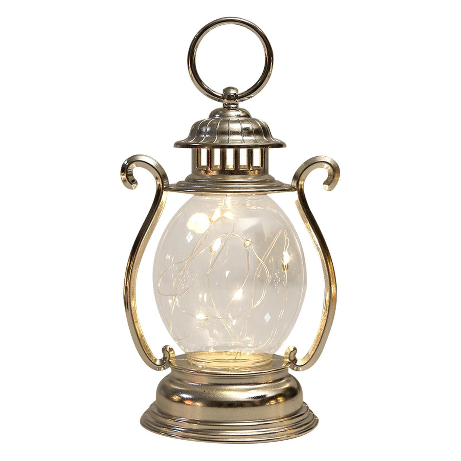 Lanterne Vintage LED à Piles - Lampe Tempête Déco 16,2 Cm, Pour Noël, Halloween, Camping, Décoration D'Ambiance