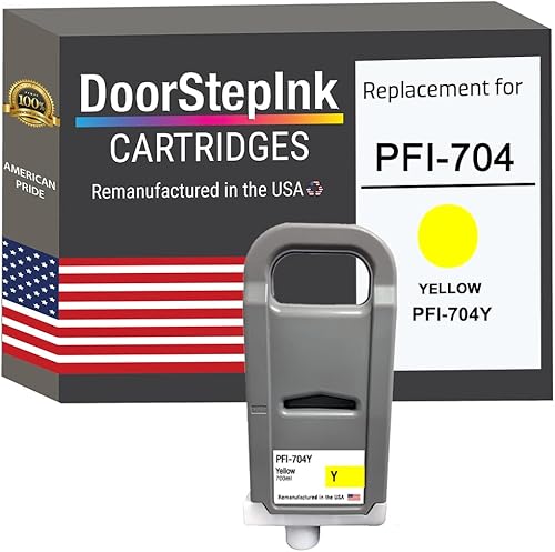 DoorStepInk Cartucho de tinta remanufacturado en Estados Unidos para Canon PFI-704 700ML amarillo para impresora imagePROGRAF iPF8300 44 pulgadas