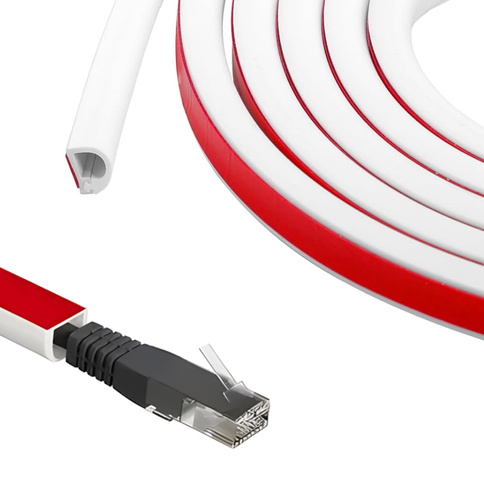 2m Kabelkanal Weiß Selbstklebend, flexibler Kabelkanal flexi