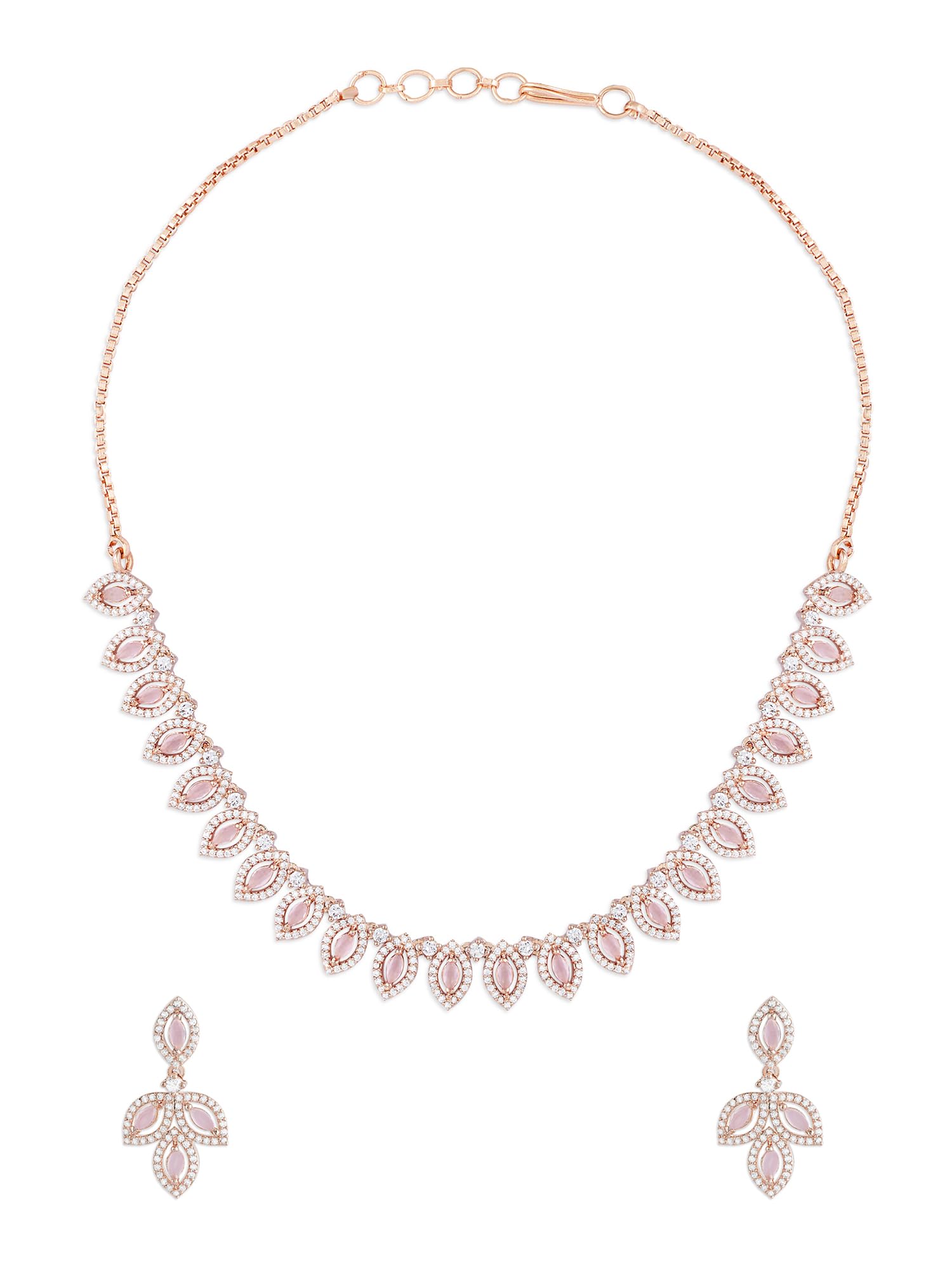 ZAVERI PEARLS Pink Dazzling Cubic Zirconia Embellished Brass Necklace & Earring Set For Women-ZPFK17238 (B0CSSTC5NV) Amazon Price History, Amazon Price Tracker