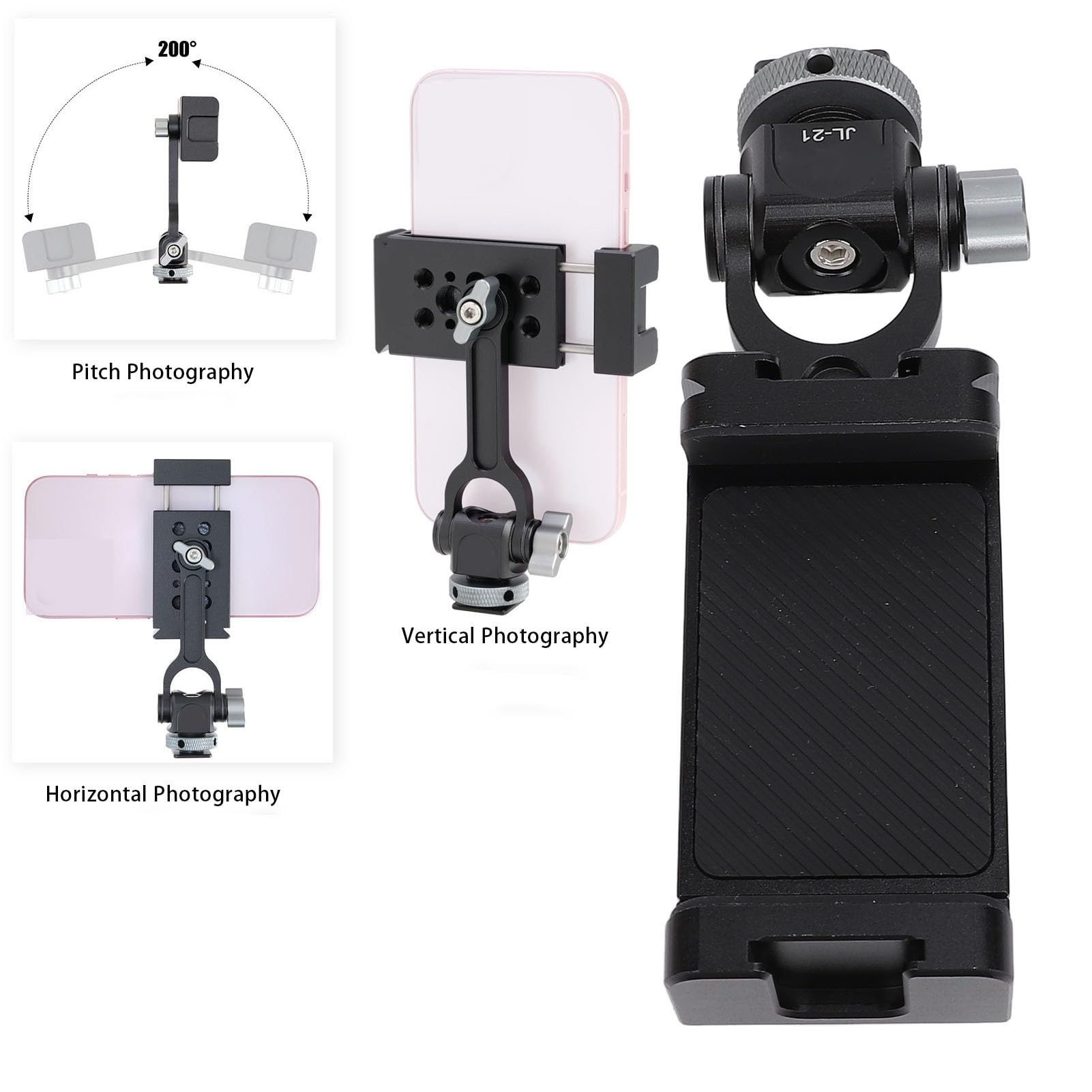 Adaptador de abrazadera para teléfono celular con soporte de zapata fría, rotación de 360 grados, trípode de aleación de aluminio, soporte para teléfono