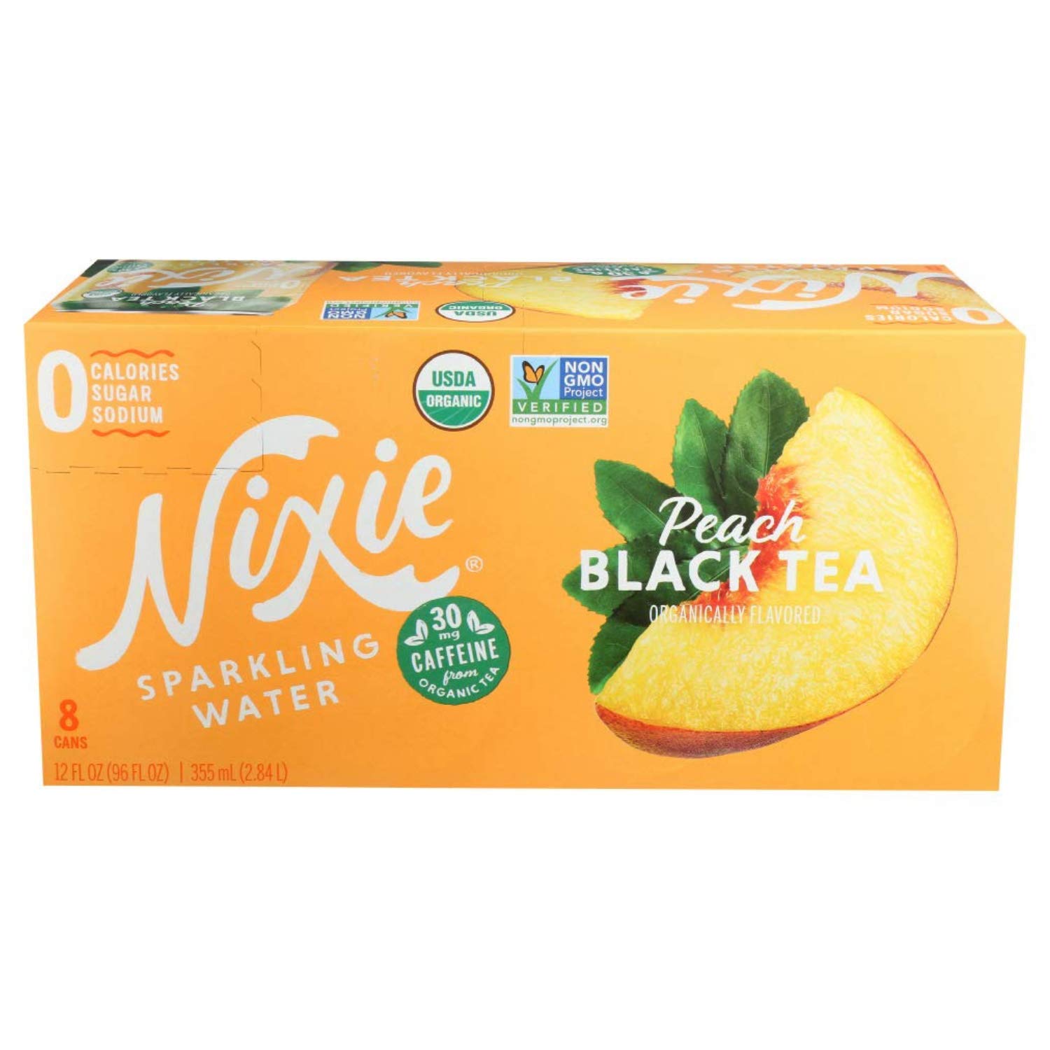 Nixie Sparkling Water Organic Peach Black Tea Sparkling Water 8 Pack, 12 FZ