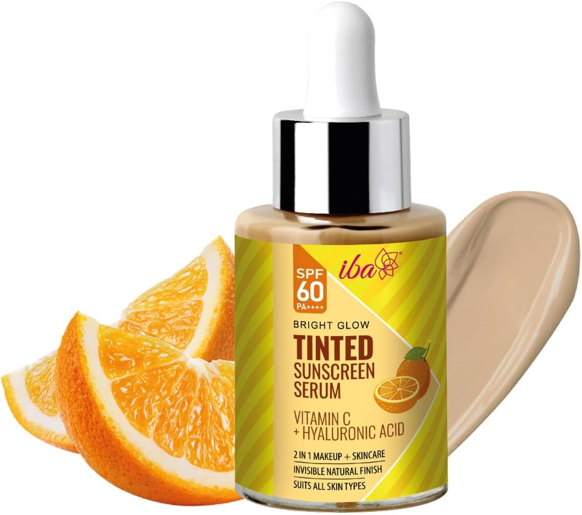 Bright Glow Tinted Sunscreen Serum for All Skin Types SPF 60 PA++++ with Hyaluronic Acid & Vitamin C, 30ml | Broad Spectrum- UVA & UVB Protection | For Glowing & Sun-Safe Skin | No White Cast