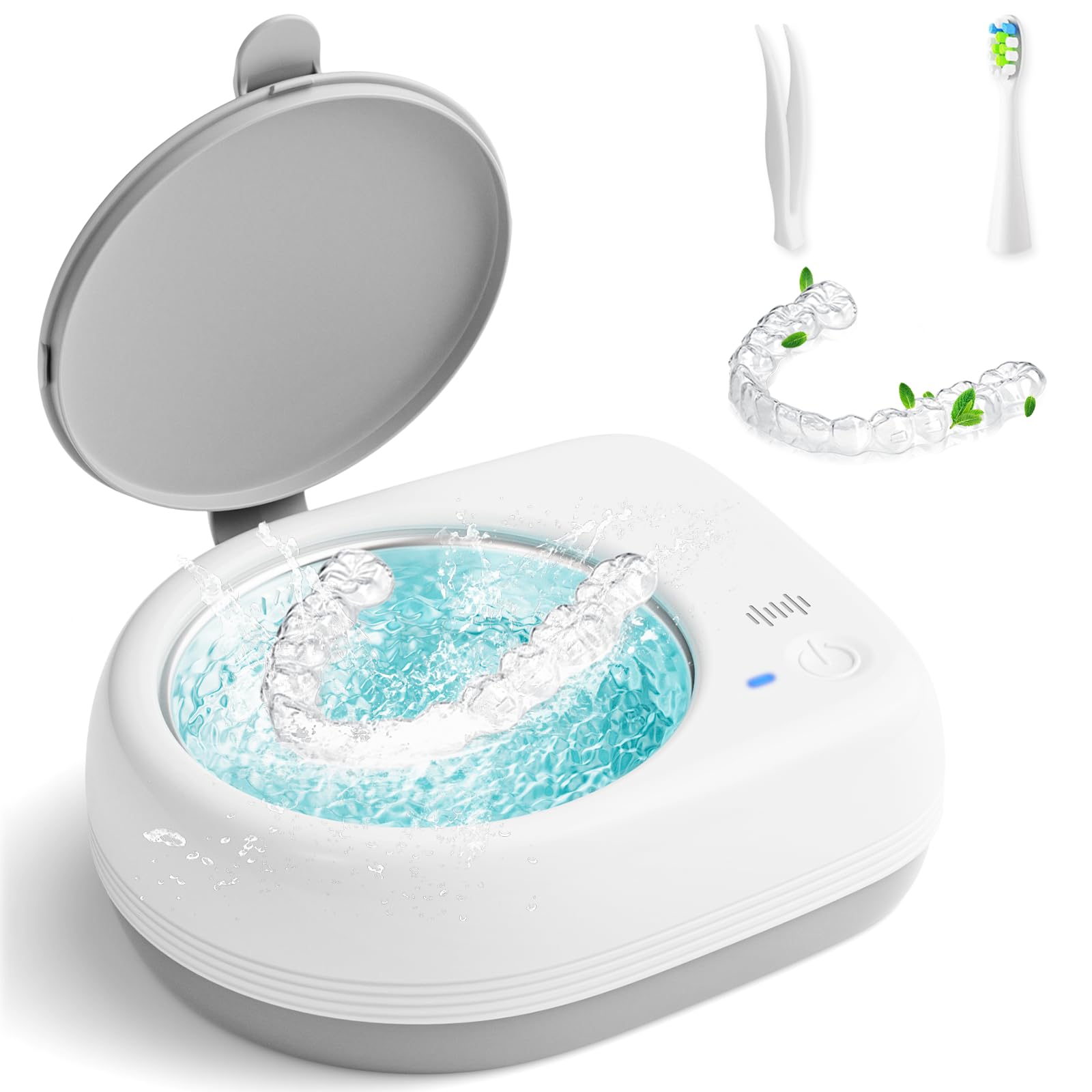 ELVASO Ultrasonic Retainer Cleaner, 2000mAh Professional Retainer Cleaner Machine, Cordless and Portable, 50kHz Dental Cleaning Pod for All Dental Retainer Mouth Guard