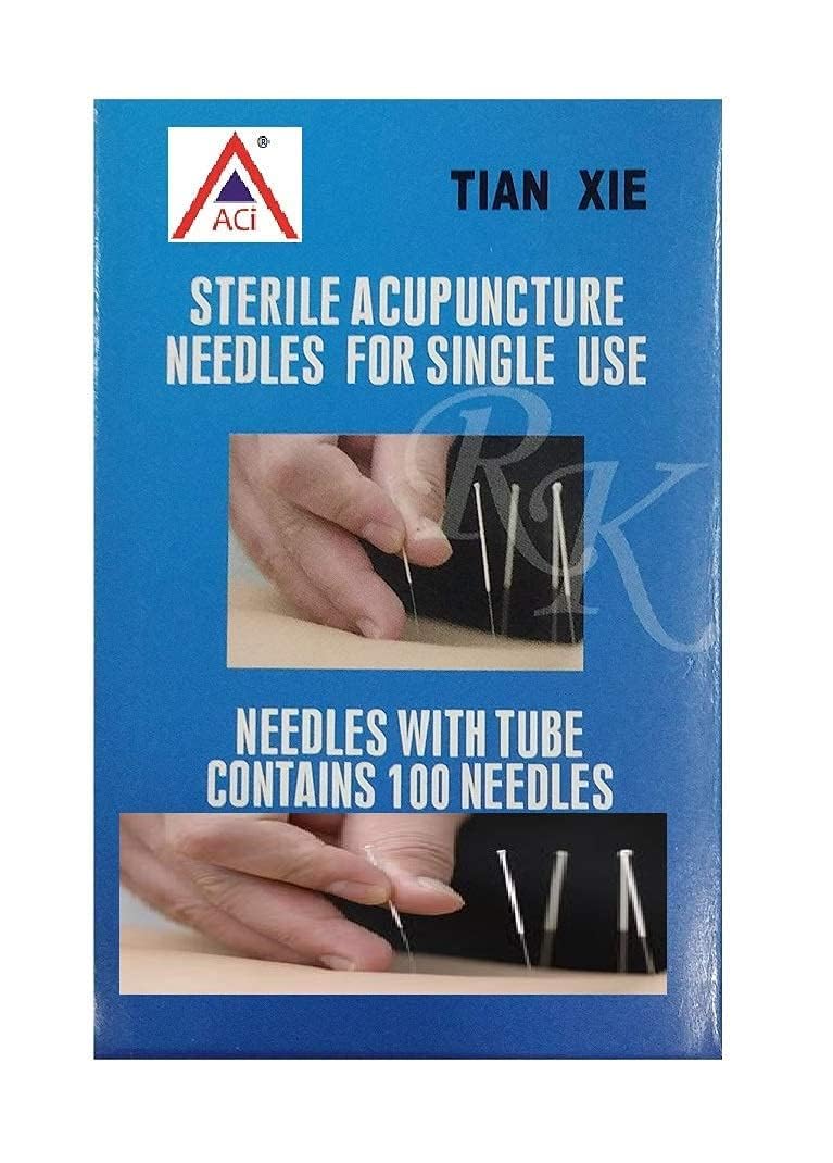 Acupuncture Needles For Single Use Pack Of 100 | Sterile Disposable Stainless Steel Therapy Needles For Pain Relief Treatment Massage And Professional Clinic Use (0.25x0.25mm)