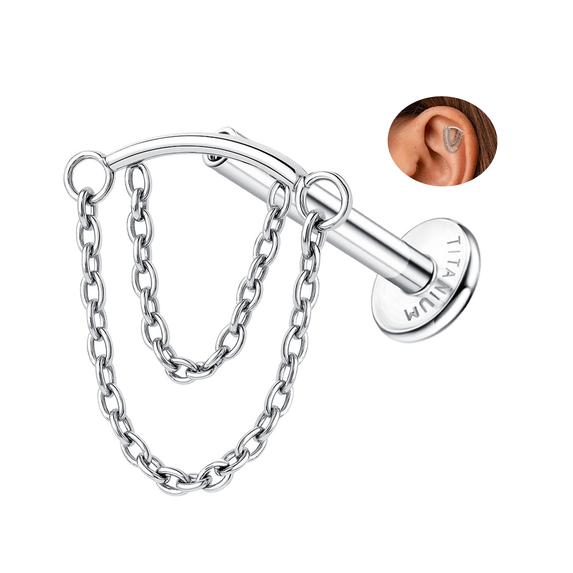 ZELORES 16G Flat Back Earrings G23 Titanium Cartilage Earrings for Women Tragus Piercing Jewelry Internally Threaded Flat Back Stud Earrings Labret