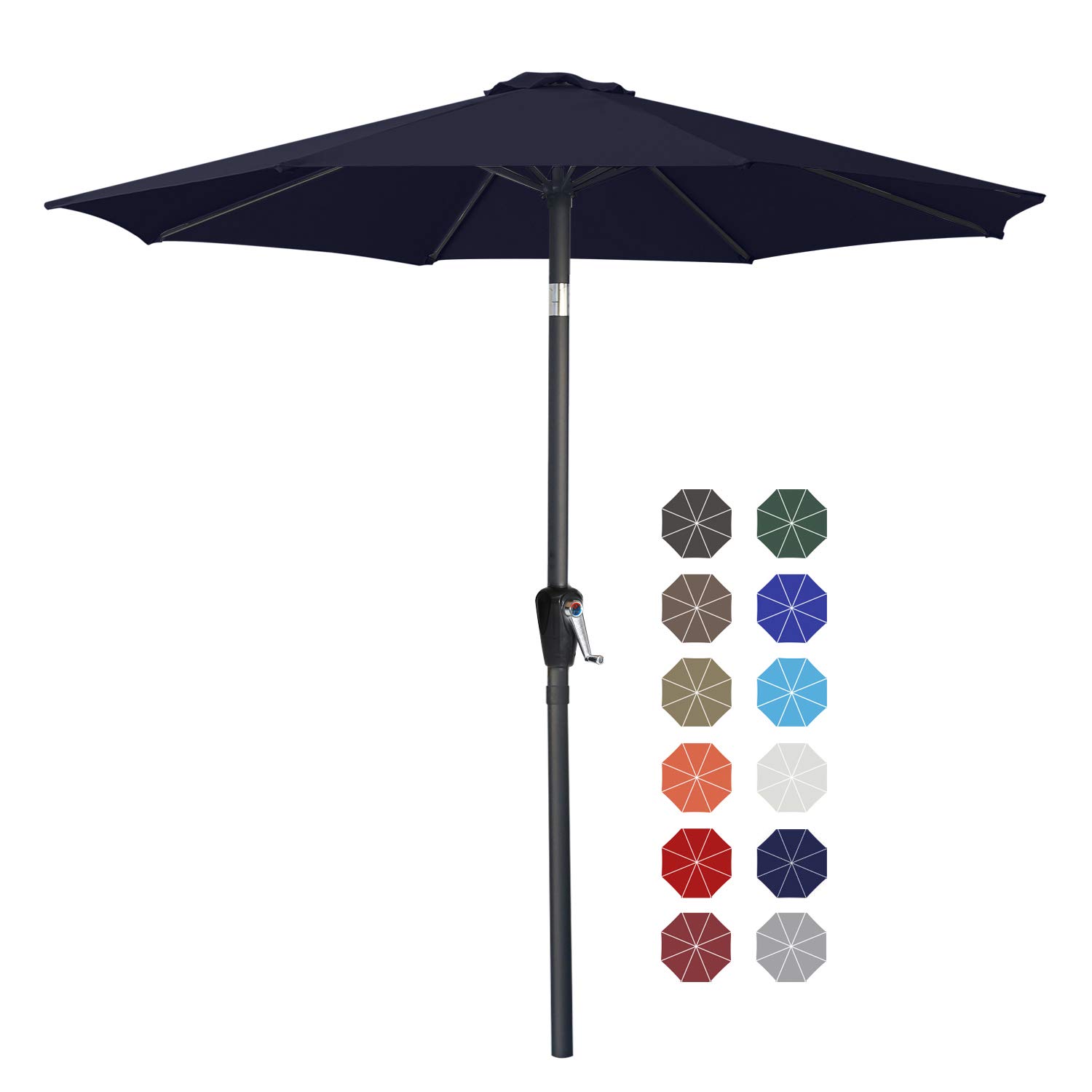 ABCCANOPY 7.5FT Patio Umbrella Outdoor 6 RibsTable Umbrella(Navy Blue)