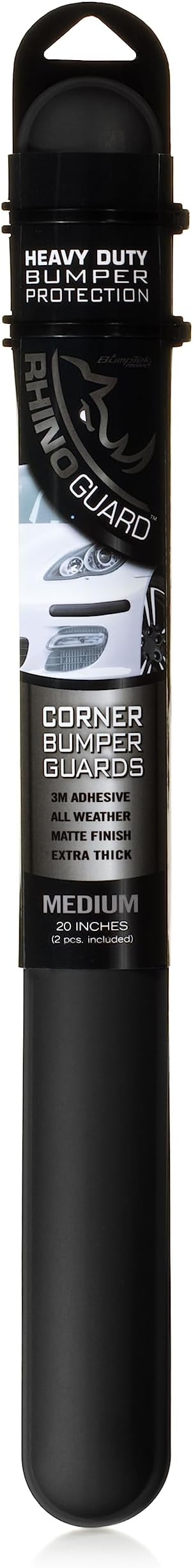Rhino Guard by BumpTek - Heavy Duty Corner Car Bumper Guards - Made in Europe Bumper Protection - Includes 4 Bumper Guard Pieces (Matte Black) (Medium 20")