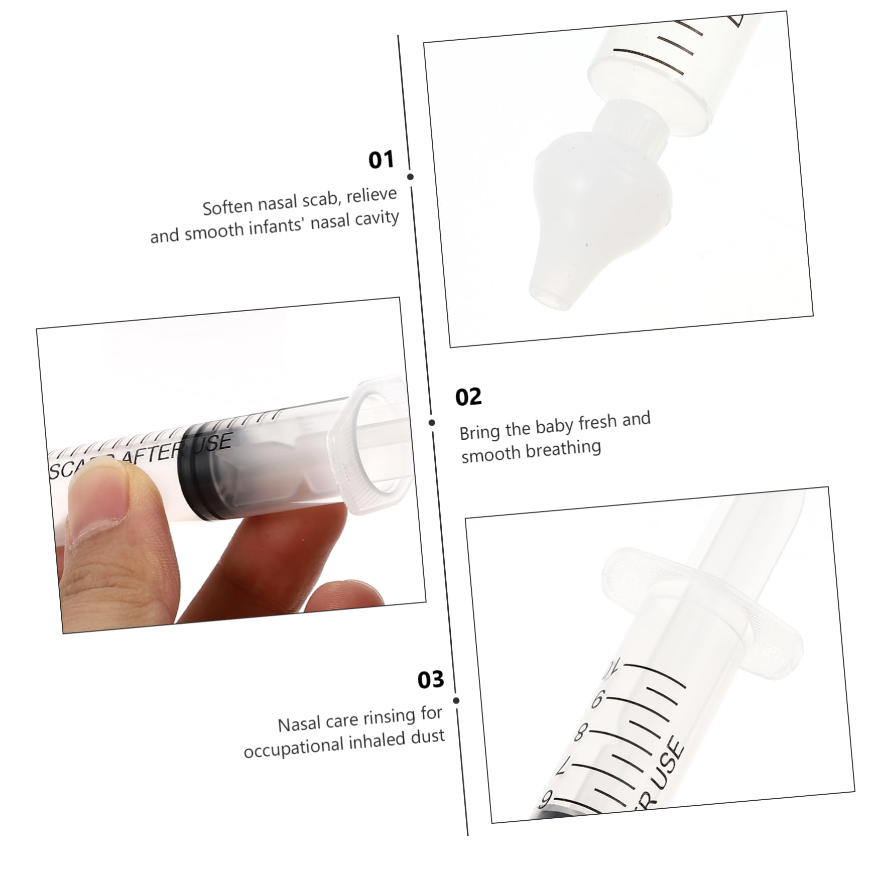 minkissy 10 Set Di Irrigatori Nasali Per Neonati Strumenti Per La Pulizia Del Naso Chiuso in Silicone Abs Adatti Ai Viaggi