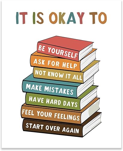 It Is Okay To Feel, decoración bohemia para aula, mis sentimientos, póster de aula, arte de pared educativo, sé tú mismo, decoración de pared para