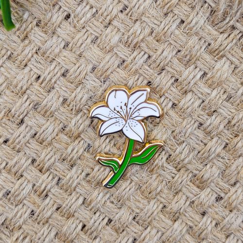 White Lily Flower Pin - Flower Series - Enamel Lapel Pin - Plated Badge for Clothing, Bags, and Lanyards4