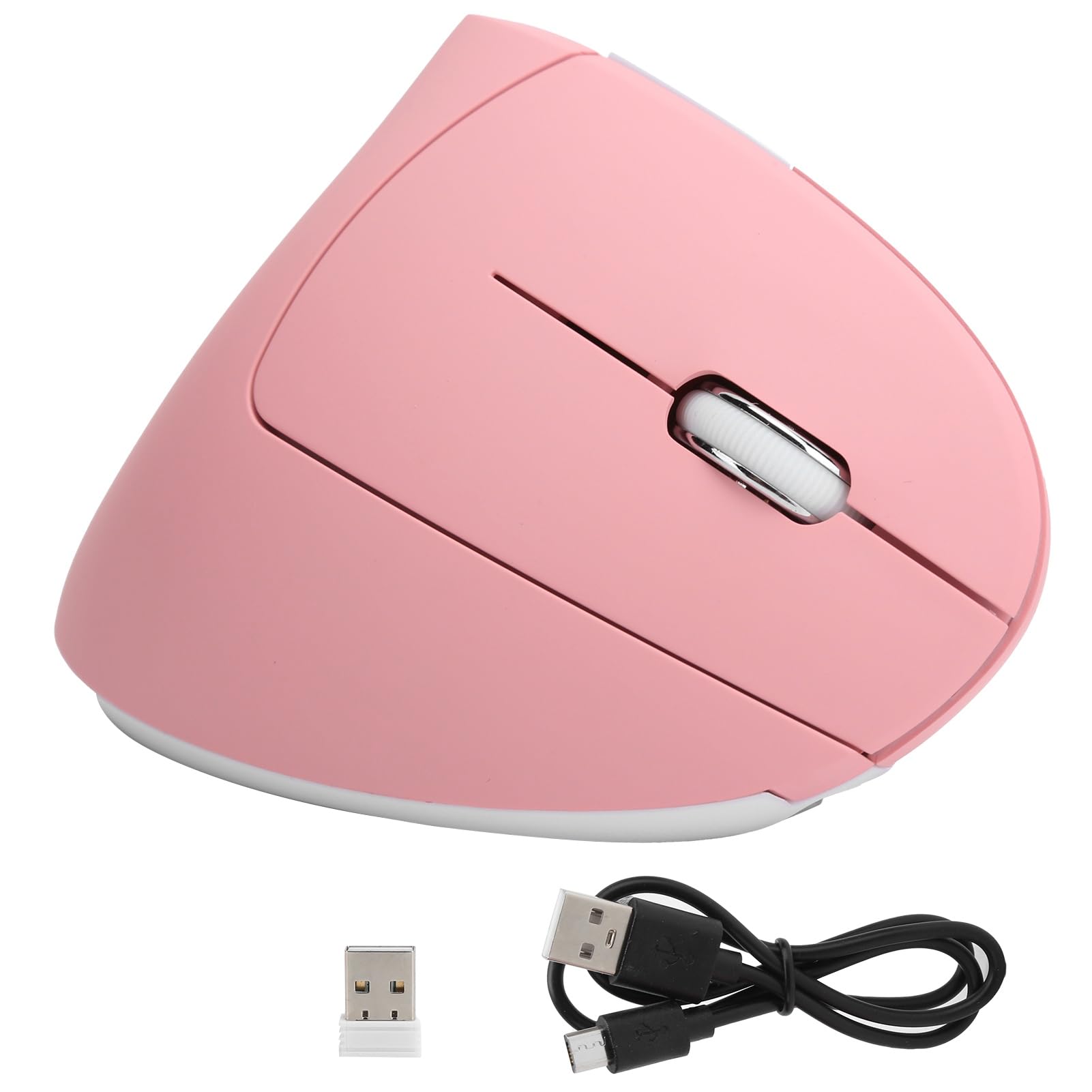 Ausla Mouse Verticale, Mouse da Gioco USB Wireless Ergonomico, 2,4 G per Uso in Ufficio, DPI Regolabile 800-2400 (Topo rosa verticale H1)