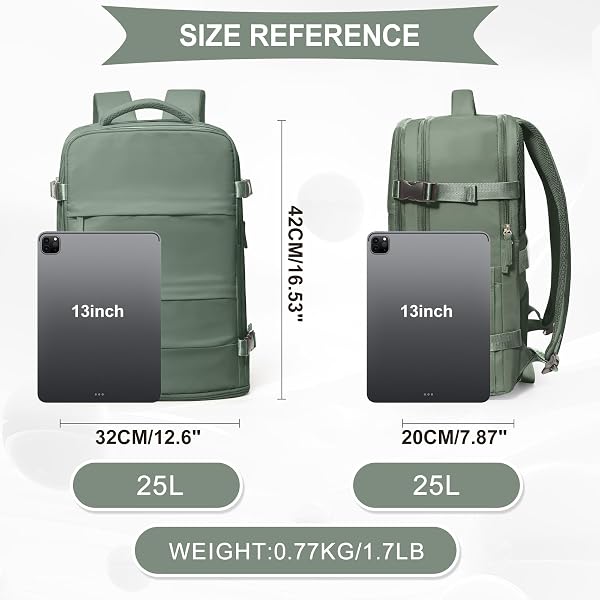 coowoz Travel Backpack For Women Men,Carry On Backpack,Hiking Backpack Waterproof Outdoor Sports Rucksack Casual Daypack Travel Essentials(Olive Green) - 4