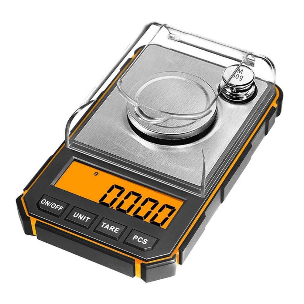 Báscula digital electrónica portátil, mini báscula de bolsillo, 50 g, peso de calibración, función de tara