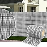 Plantiflex Sichtschutz Rolle 35m Blickdicht PVC Zaunfolie Windschutz für Doppelstabmatten Zaun (Rattan-Rustikal)