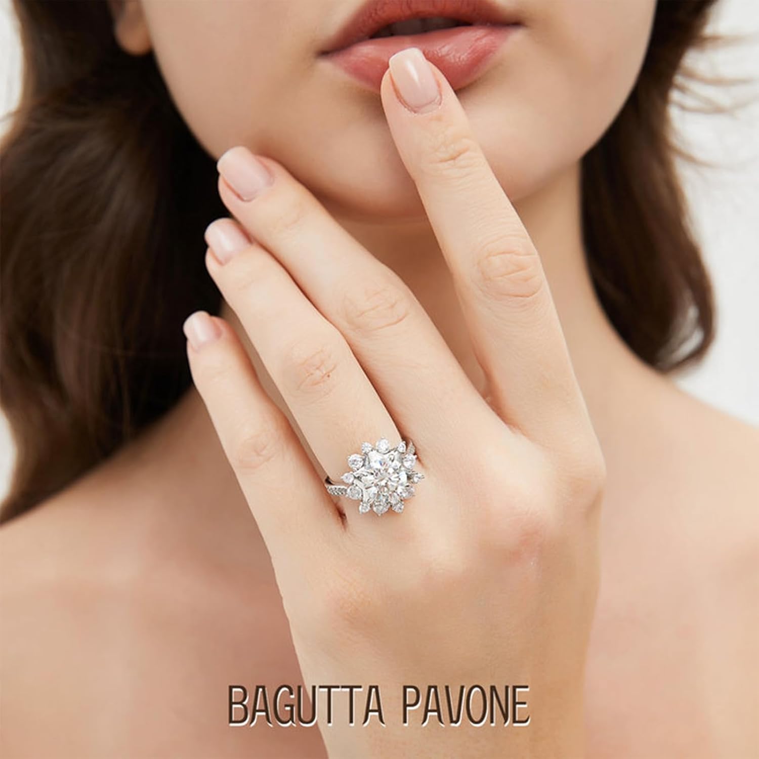 0.5/1/1.5/2/3CT Round/Flower/Round & marquise Cut Moissanite Engagement Rings for Women, D Color VVS1 Moissanite Promise Ring 18K Yellow/White Gold Plated S925 Sterling Silver