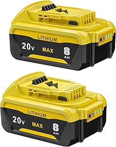 LOVEZOE 2-Pack 20V 8.0Ah Replacement Battery for DeWalt 20-Volt Tools, Upgrade Compatible with DeWalt DCB200 DCB201 DCB203 DCB204 DCB206, with LED Display &amp; Smoothly Powers Drills Saws